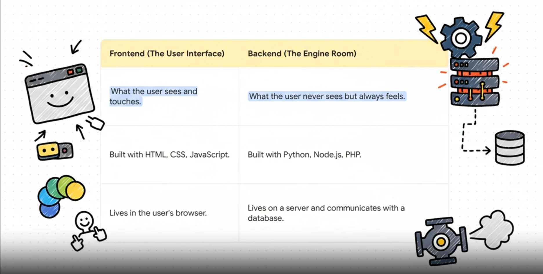 backend development vs front end development